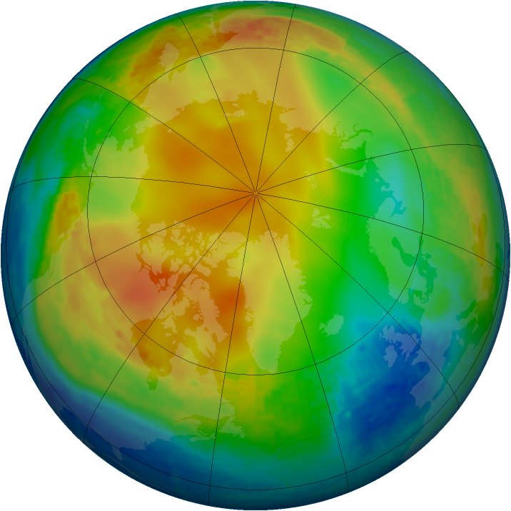 Arctic ozone map for 04 January 2004